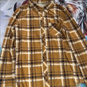 Adorable mustard, cream, and black button down!